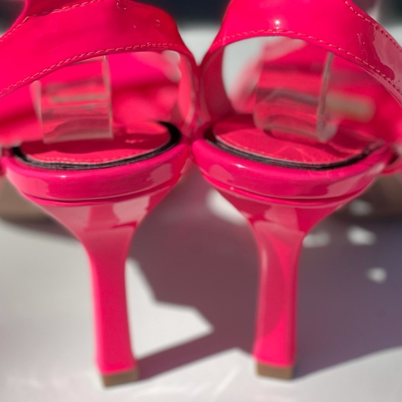 Qupid Neon Pink 3.5” Open Toe Party Heel Sandals - Picture 6 of 6